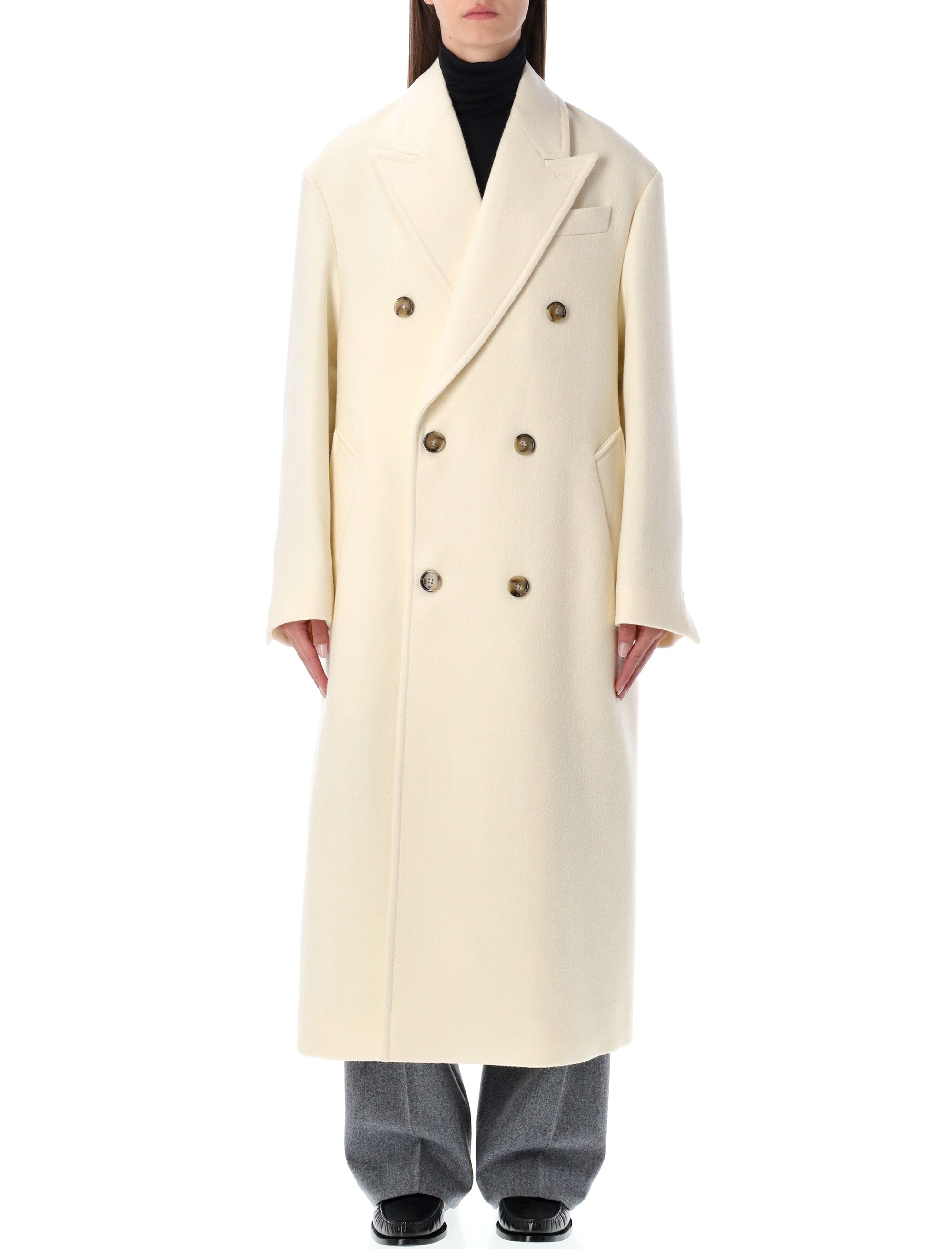 AMI PARIS Double-Breasted Long Jacket - Size 36