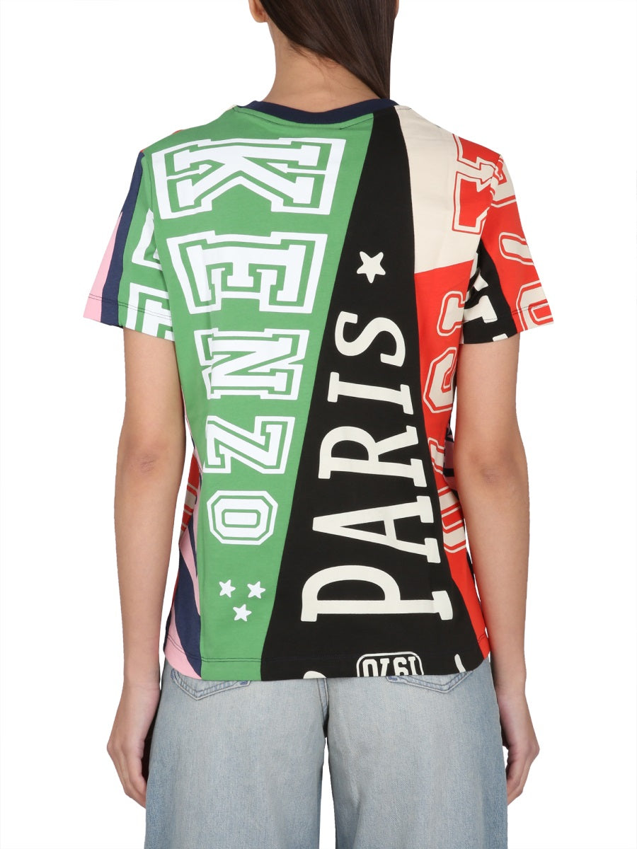 KENZO Crewneck T-Shirt with Crossbar Logo Print