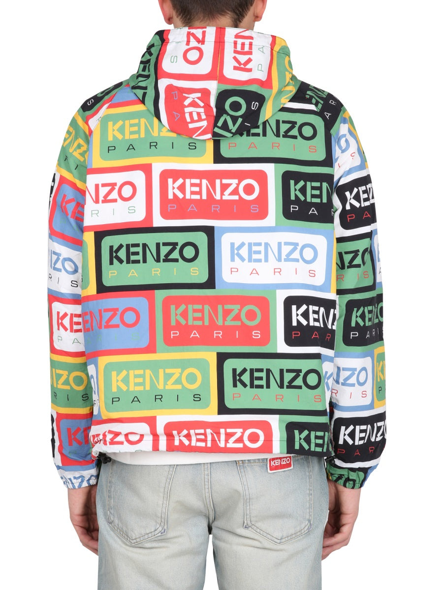 KENZO Men's Mini Windbreaker Jacket with Half Zipper Closure