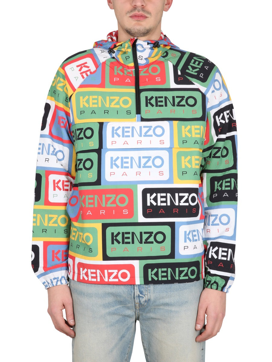 KENZO Men's Mini Windbreaker Jacket with Half Zipper Closure