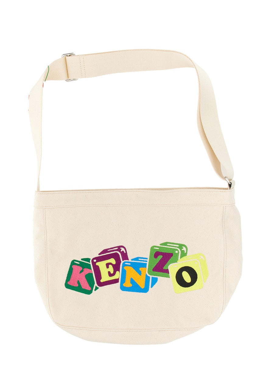 KENZO Embroidered Shoulder Handbag with Adjustable Strap