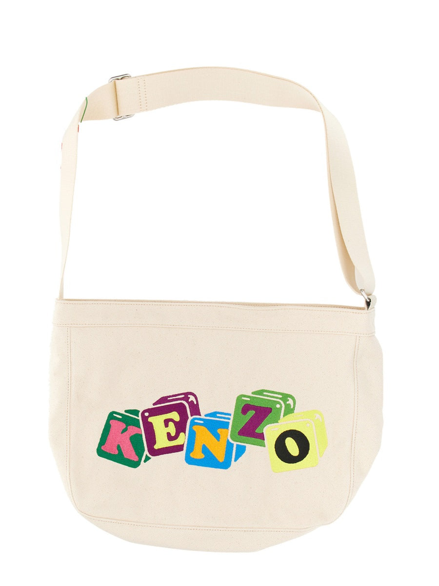 KENZO Embroidered Shoulder Handbag with Adjustable Strap