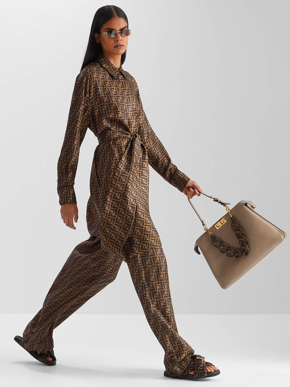 FENDI FF Mini Dress with Classic Collar - Size 40