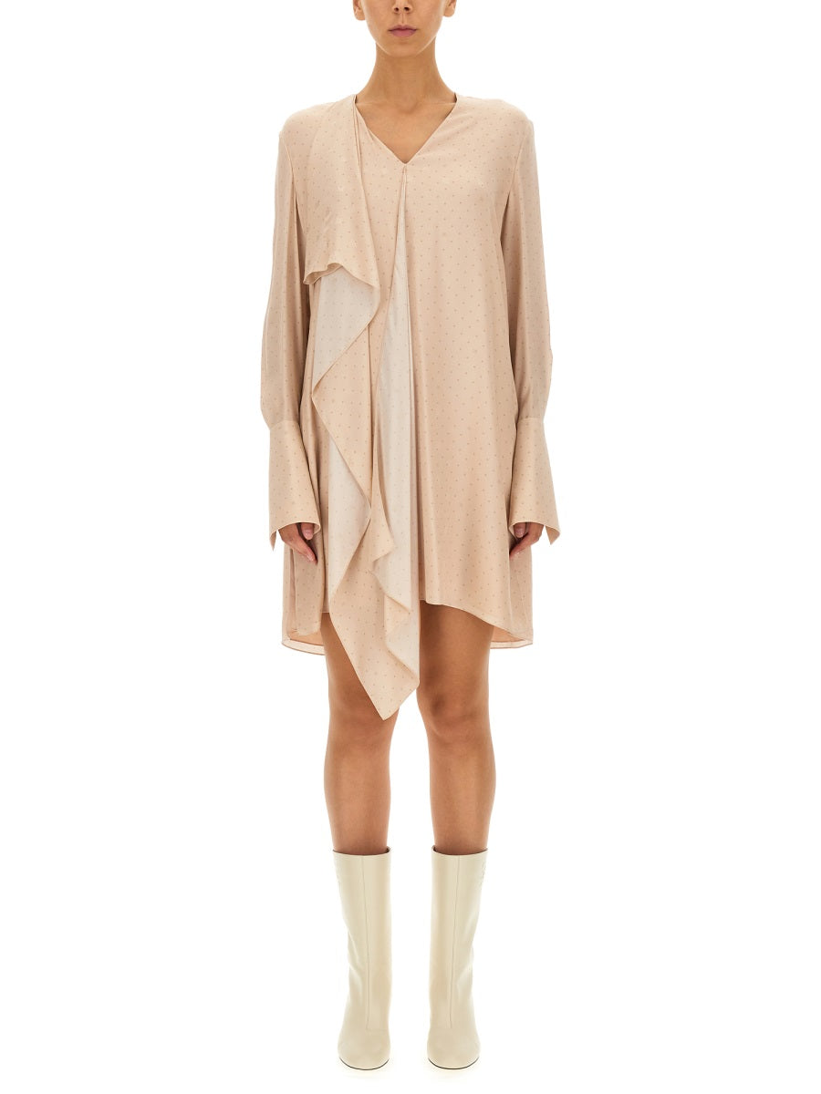 FENDI Elegant V-Neck Ruffle Detail Dress