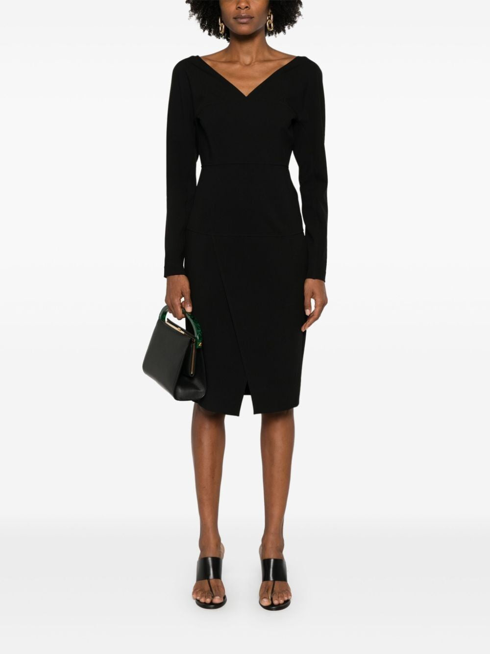 FENDI Elegant Long Sleeve Midi Dress