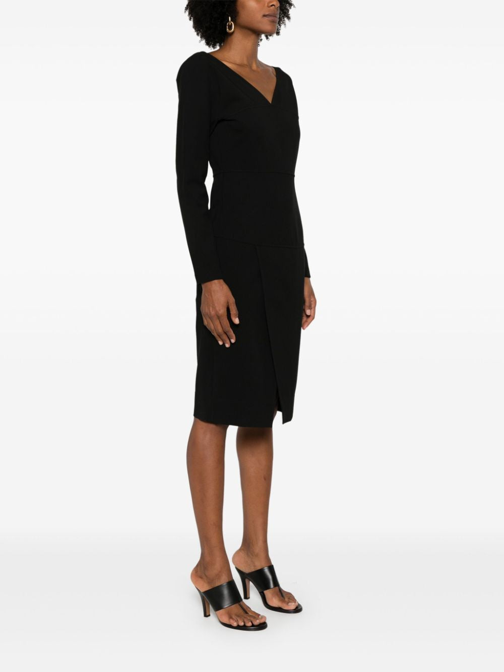 FENDI Elegant Long Sleeve Midi Dress