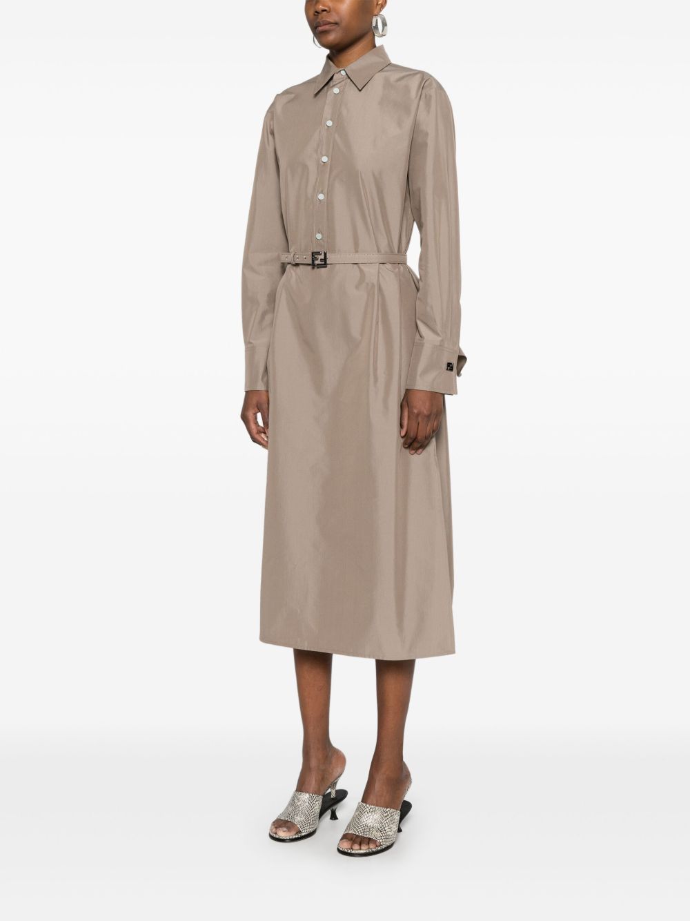 FENDI Taupe Mini Shirt Dress for Women - SS25