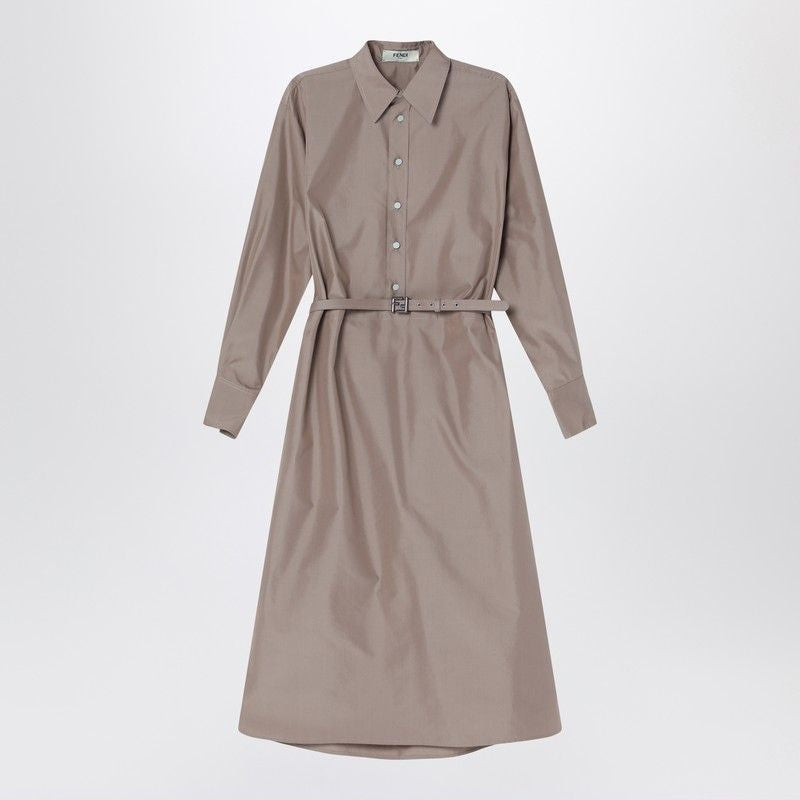 FENDI Mini Cotton and Silk Chemisier Dress
