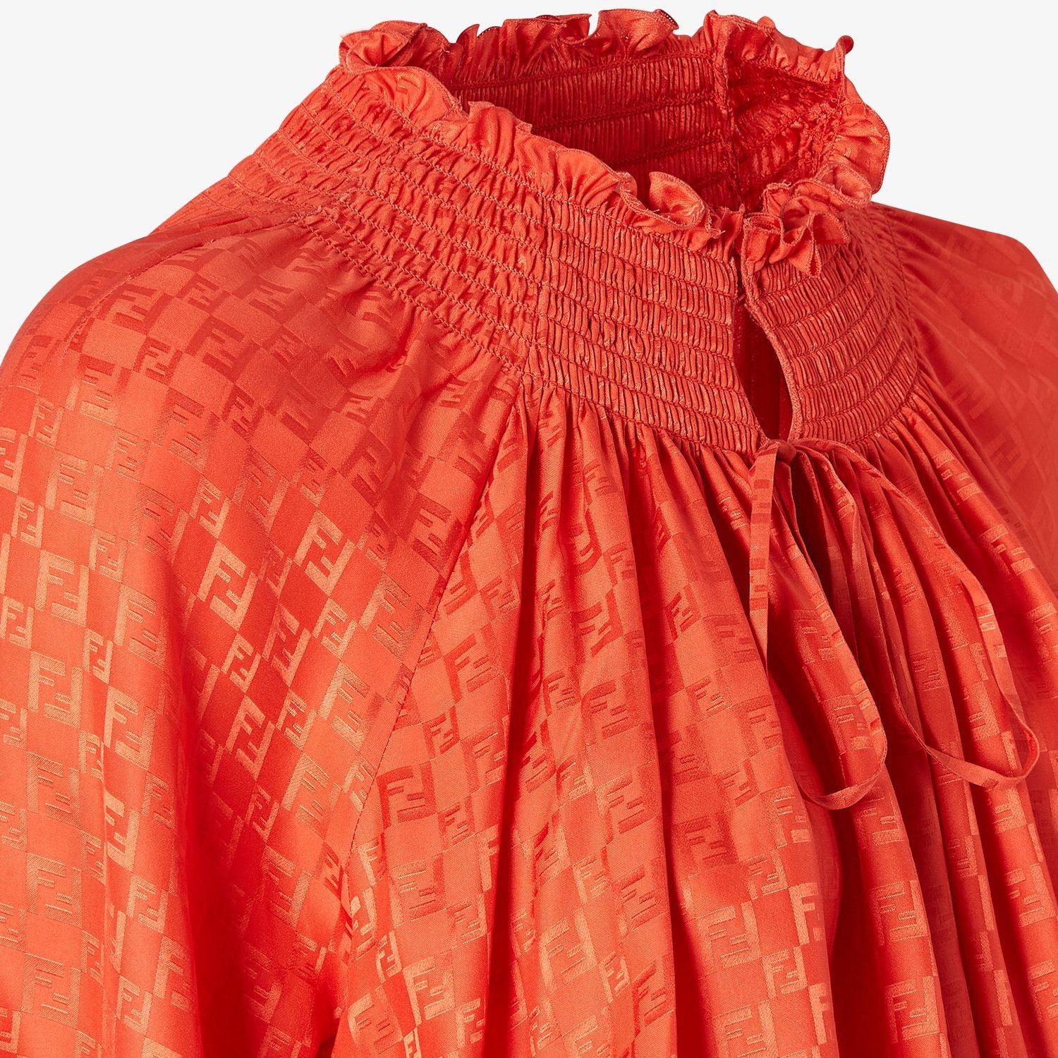 FENDI Fluid Mini Silk Jacquard Dress with High Neck