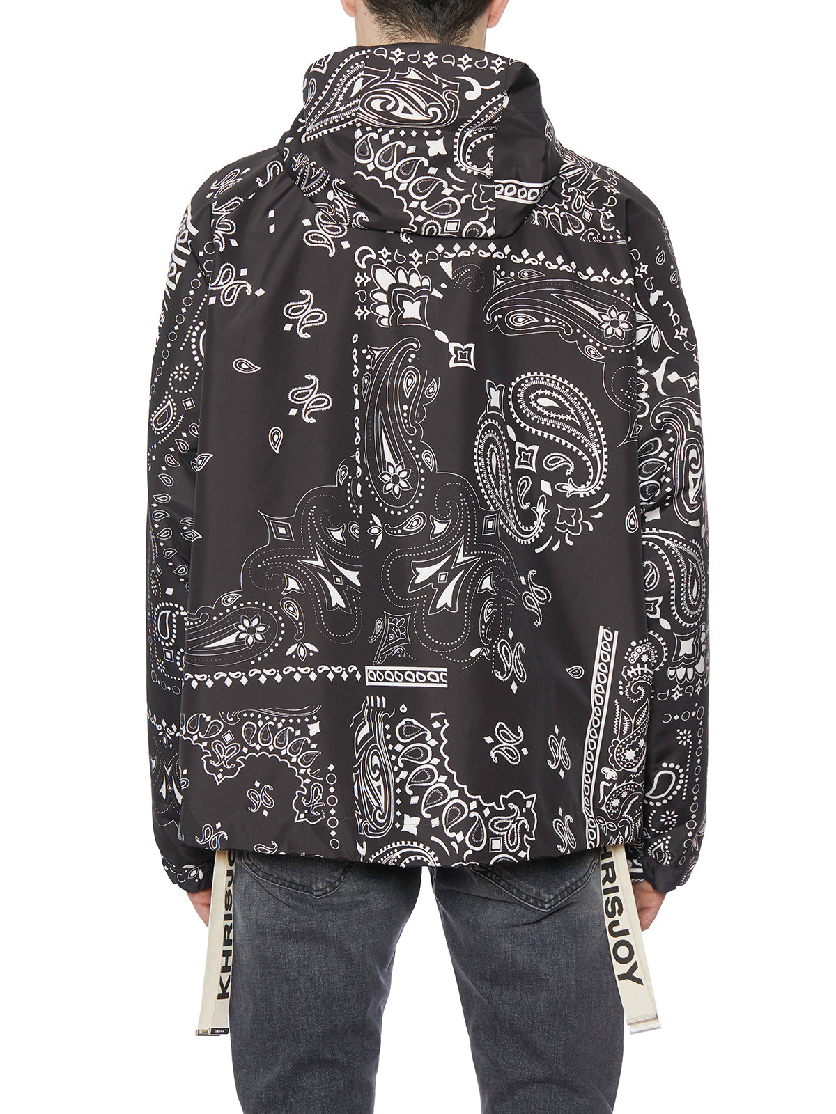 KHRISJOY Men's Hooded Windbreaker with Zip Closure - Size 1