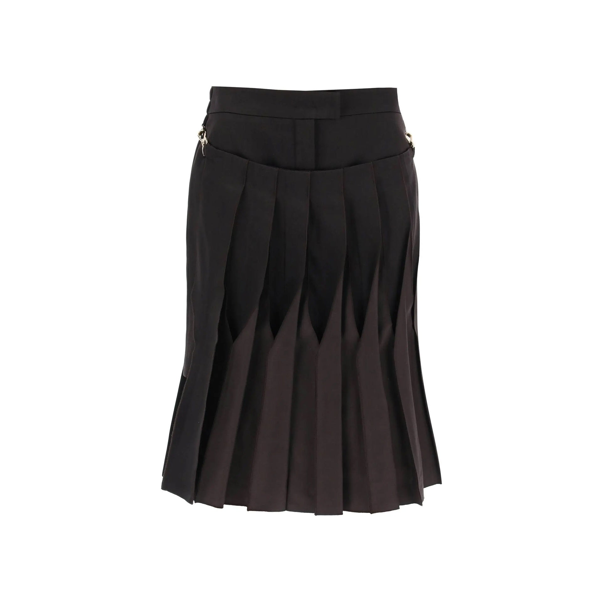 FENDI Cotton and Silk Washed Mini Skirt with Removable Pleated Panel