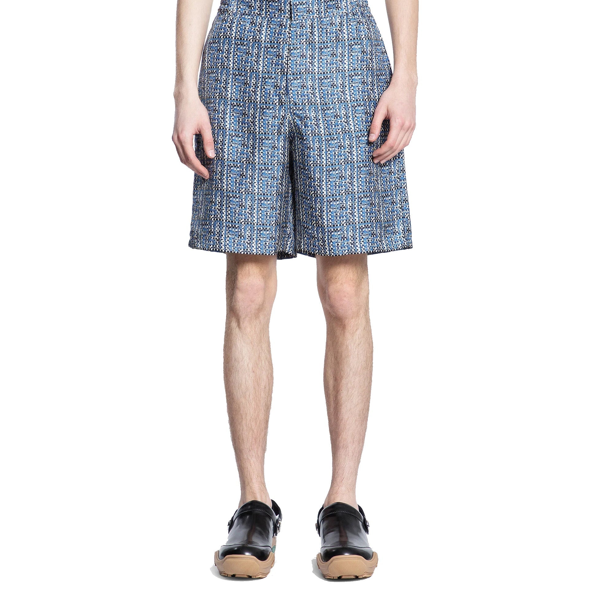 FENDI Luxury Printed Silk Mini Shorts for Men