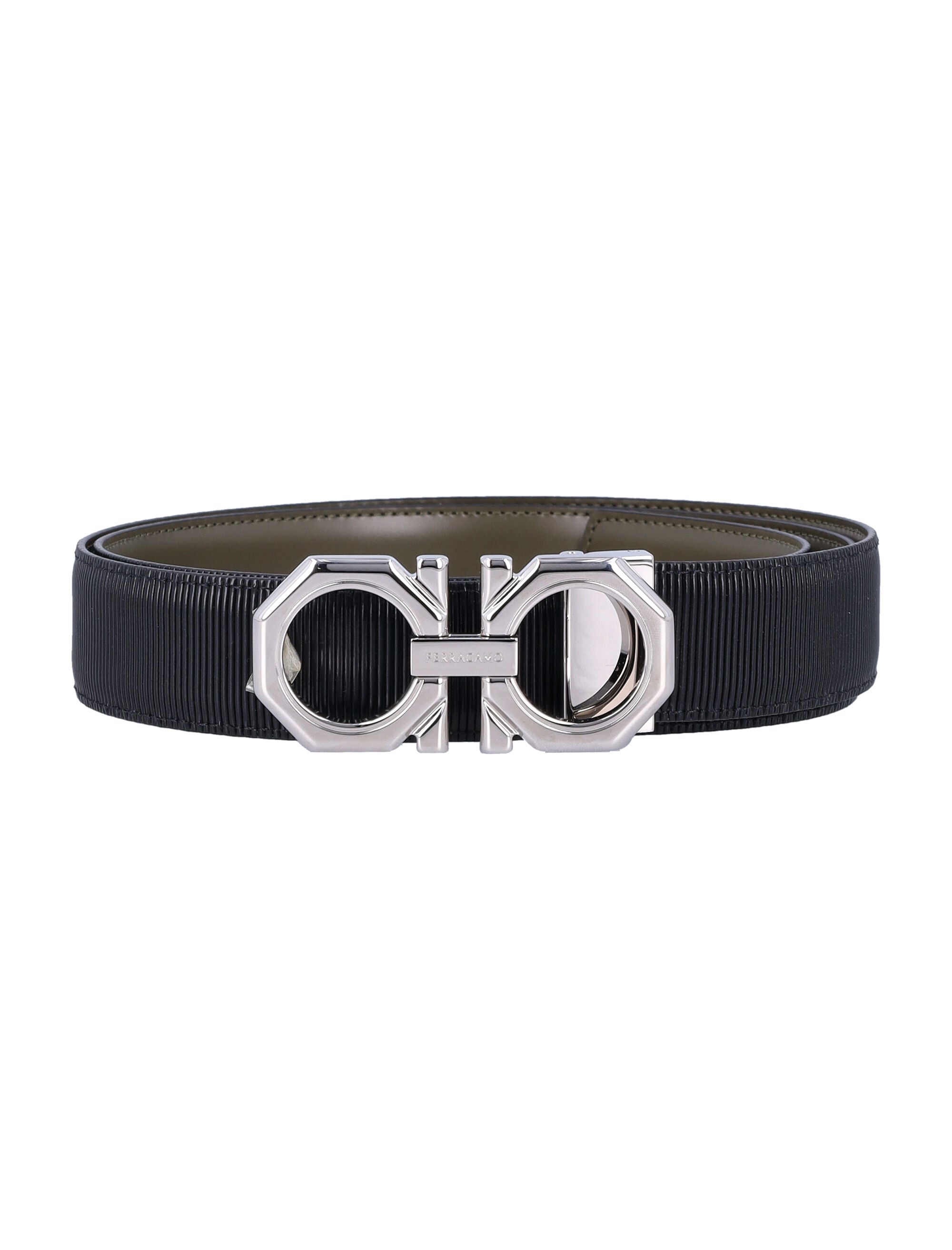 Ferragamo Reversible Adjustable Gancini Hook Belt - 3cm