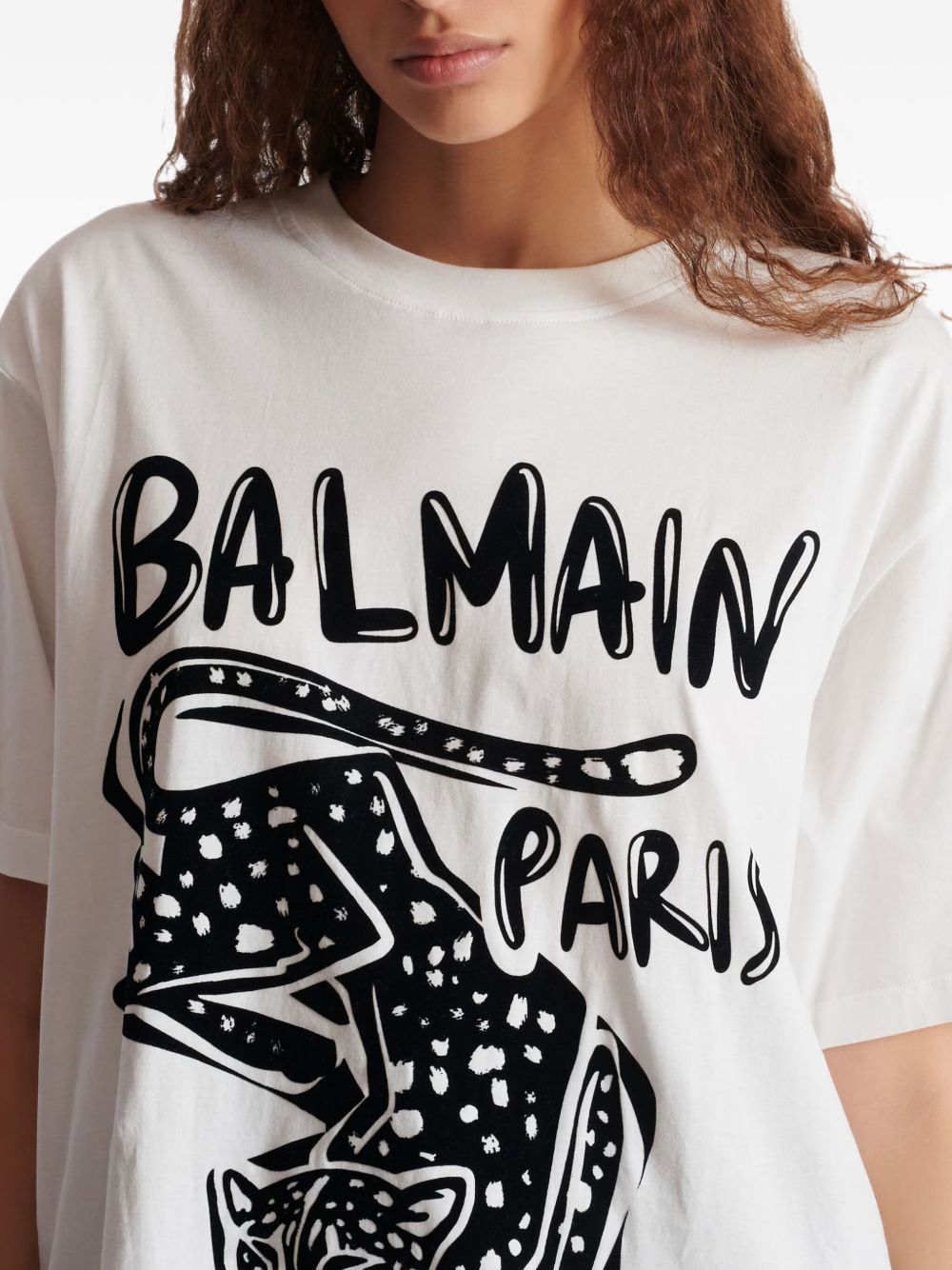 BALMAIN Leopard Print Crew Neck T-Shirt - Women's