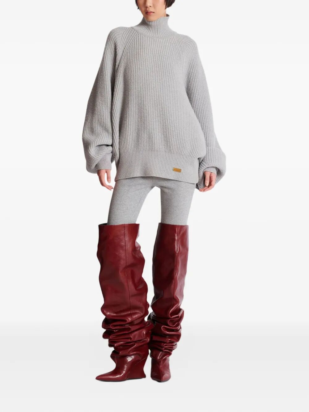 BALMAIN Batwing Ribbed Knit Pullover for Women