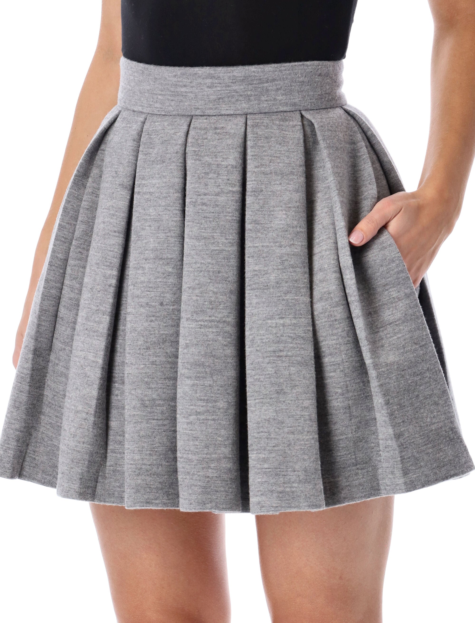 BALMAIN Pleated Cotton Mini Skirt Size 36