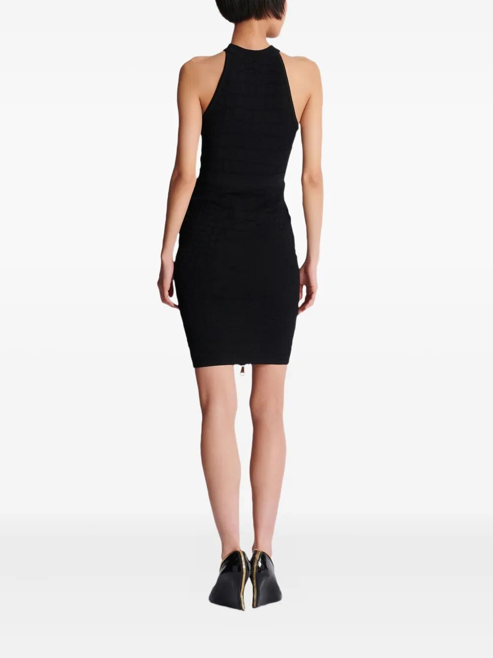 BALMAIN Knee Length Zipped Croco Knit Skirt