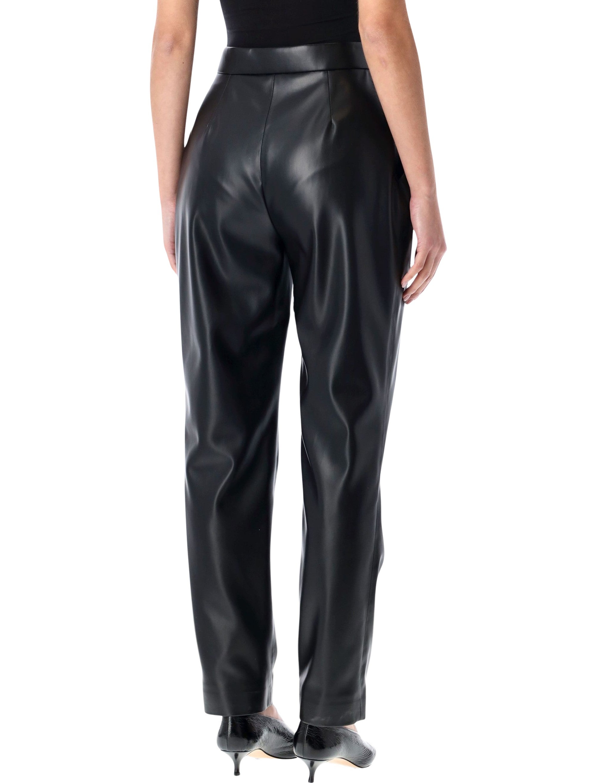 BALMAIN High-Waisted Faux Leather Trousers - Women’s Size 38