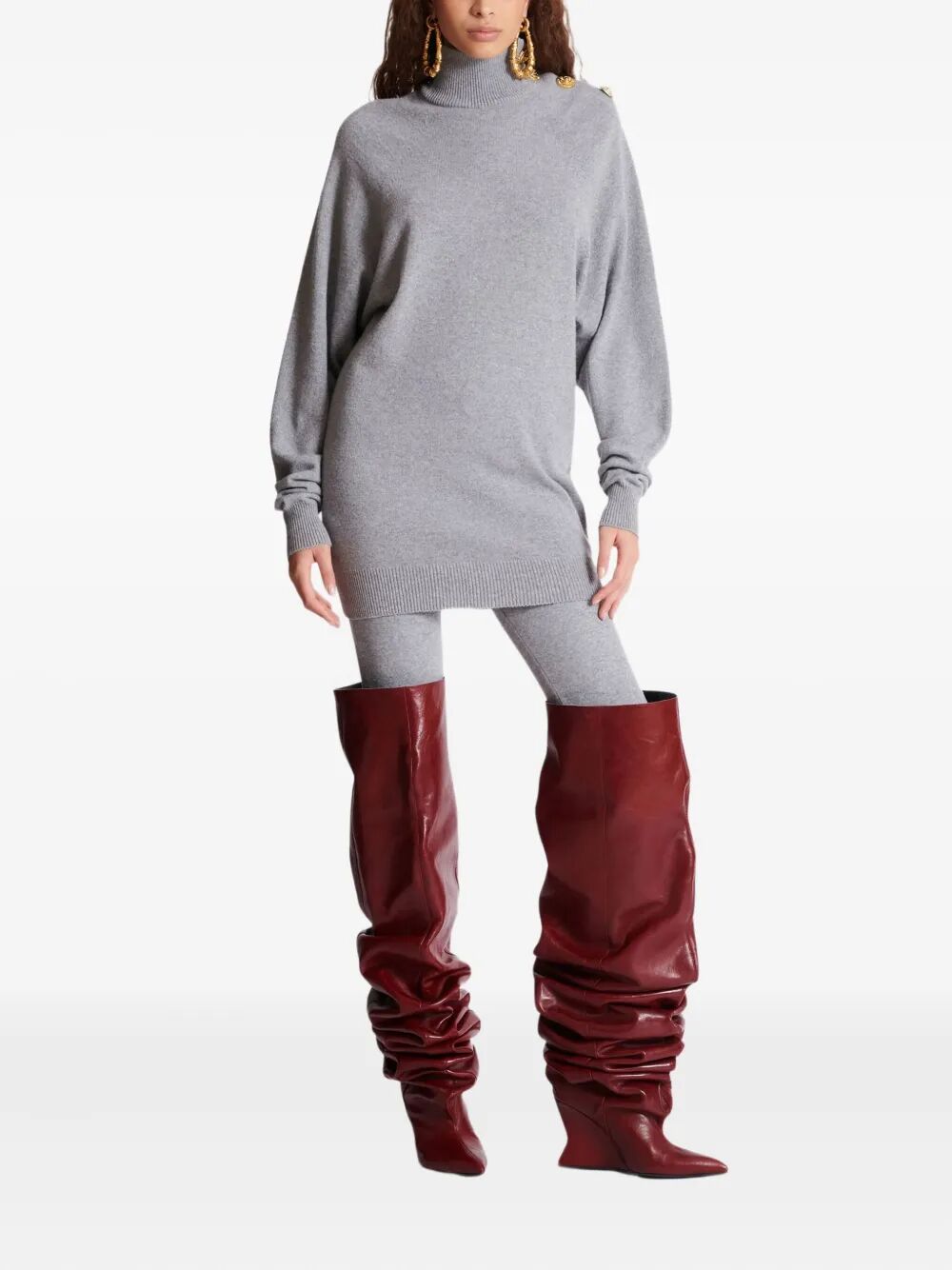 BALMAIN Eco Cashmere Batwing Mini Dress