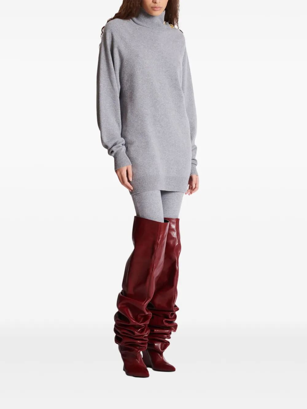 BALMAIN Eco Cashmere Batwing Mini Dress