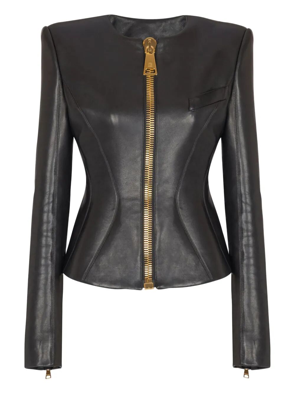 BALMAIN Zipped Lambskin Basque Jacket