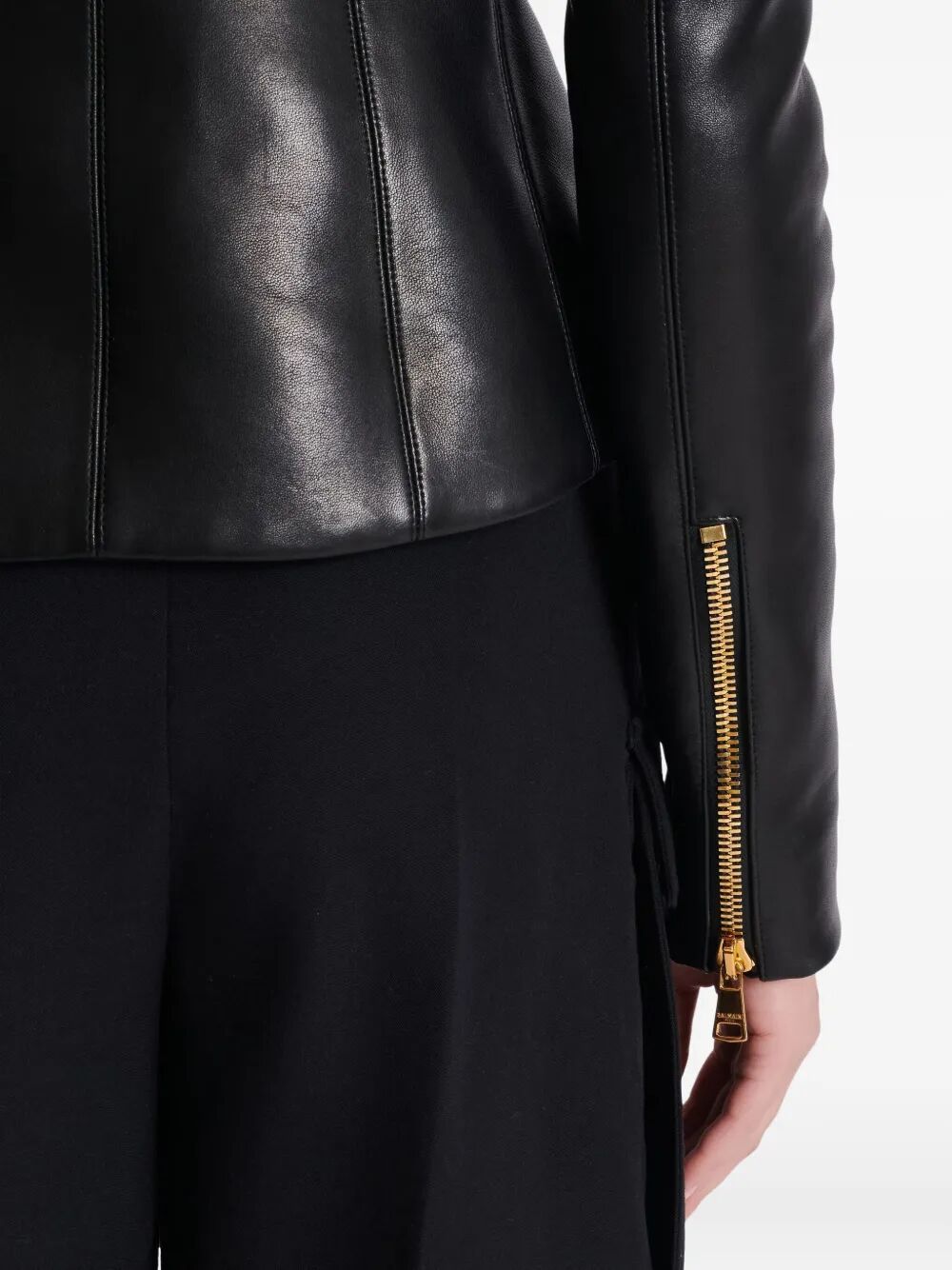BALMAIN Zipped Lambskin Basque Jacket