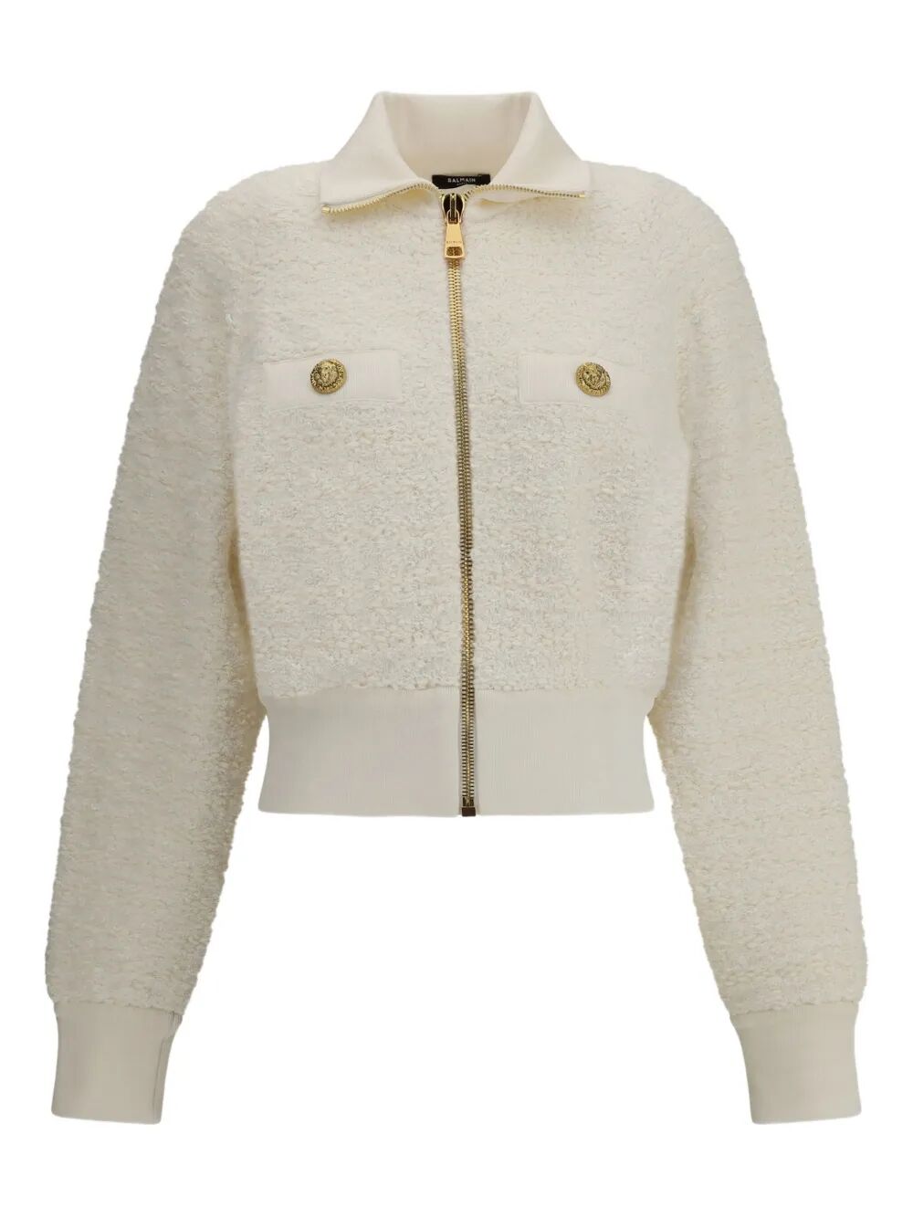 BALMAIN Batwing Zipped Tweed Bomber Jacket