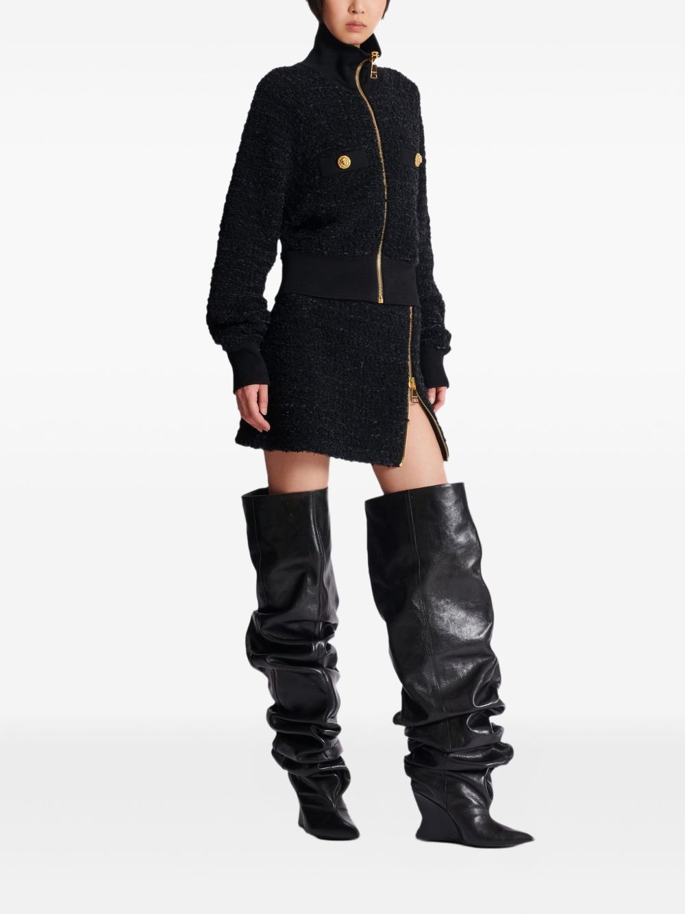BALMAIN Tweed Bomber Jacket
