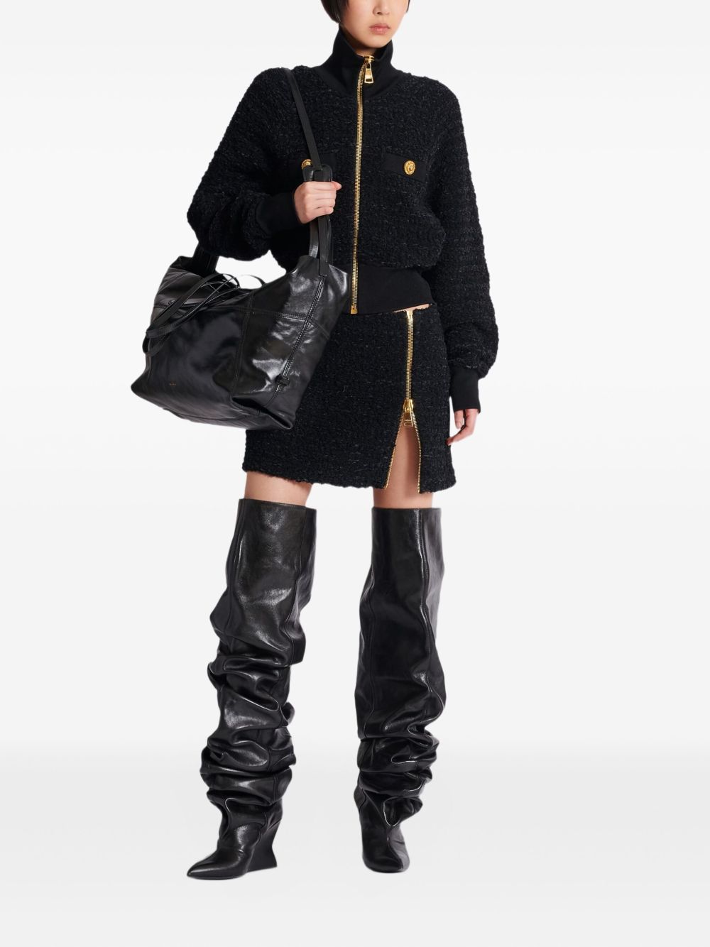 BALMAIN Tweed Bomber Jacket
