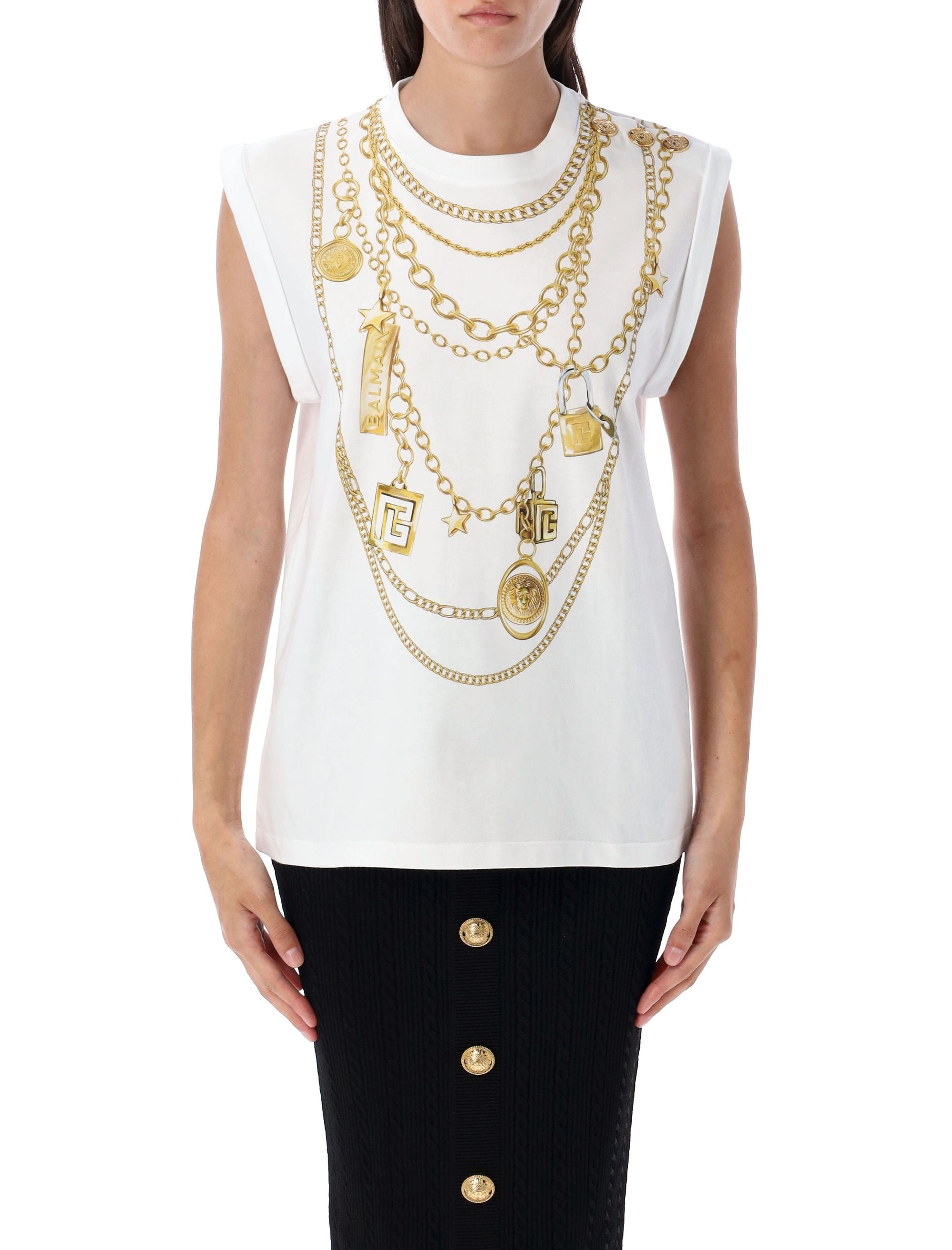 BALMAIN Trompe-L'œil Print Vest Top - Women's Small
