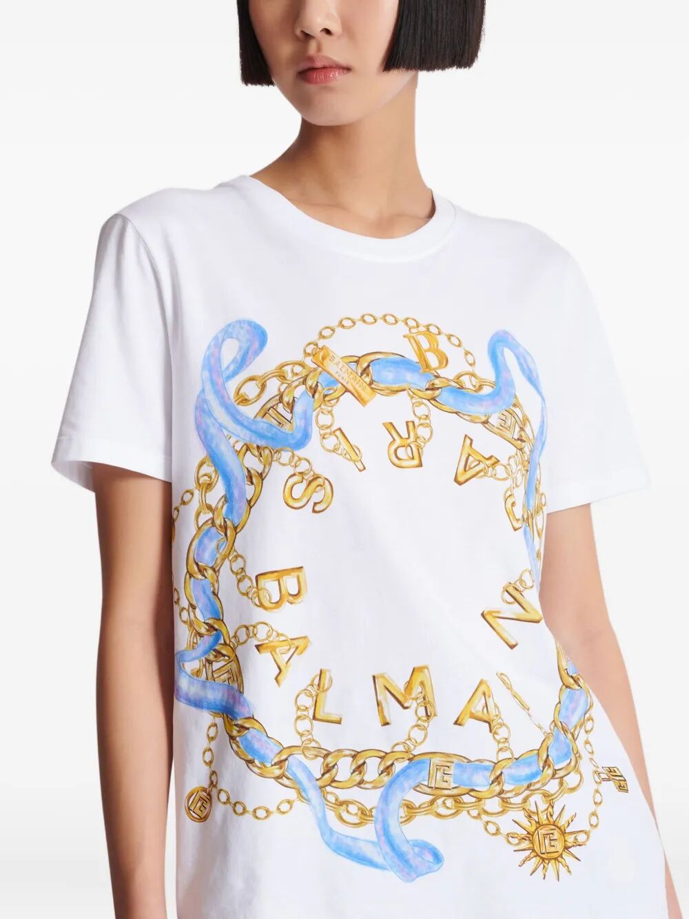 BALMAIN Chain Print T-Shirt - Women's FW25 Collection