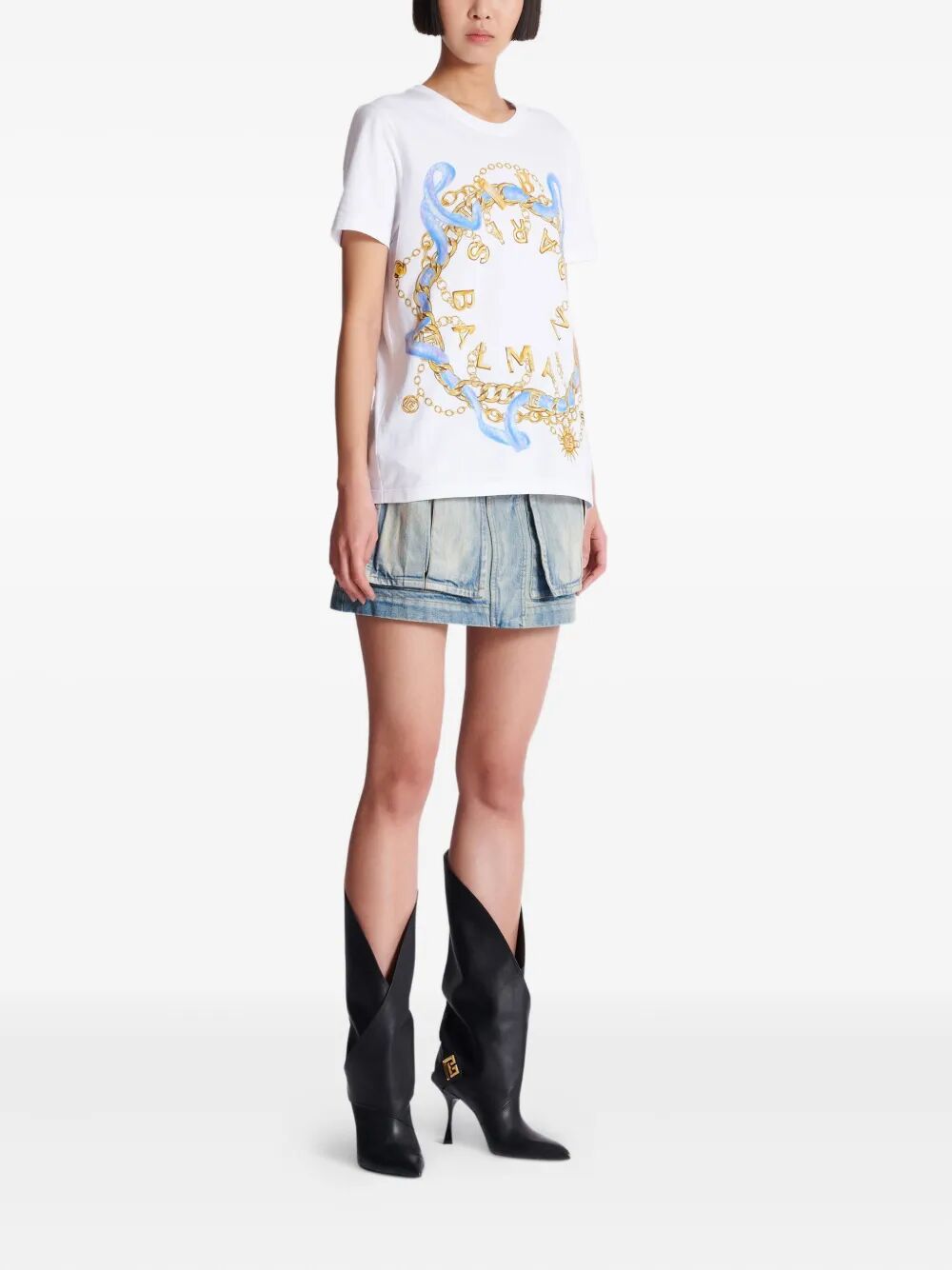 BALMAIN Chain Print T-Shirt - Women's FW25 Collection
