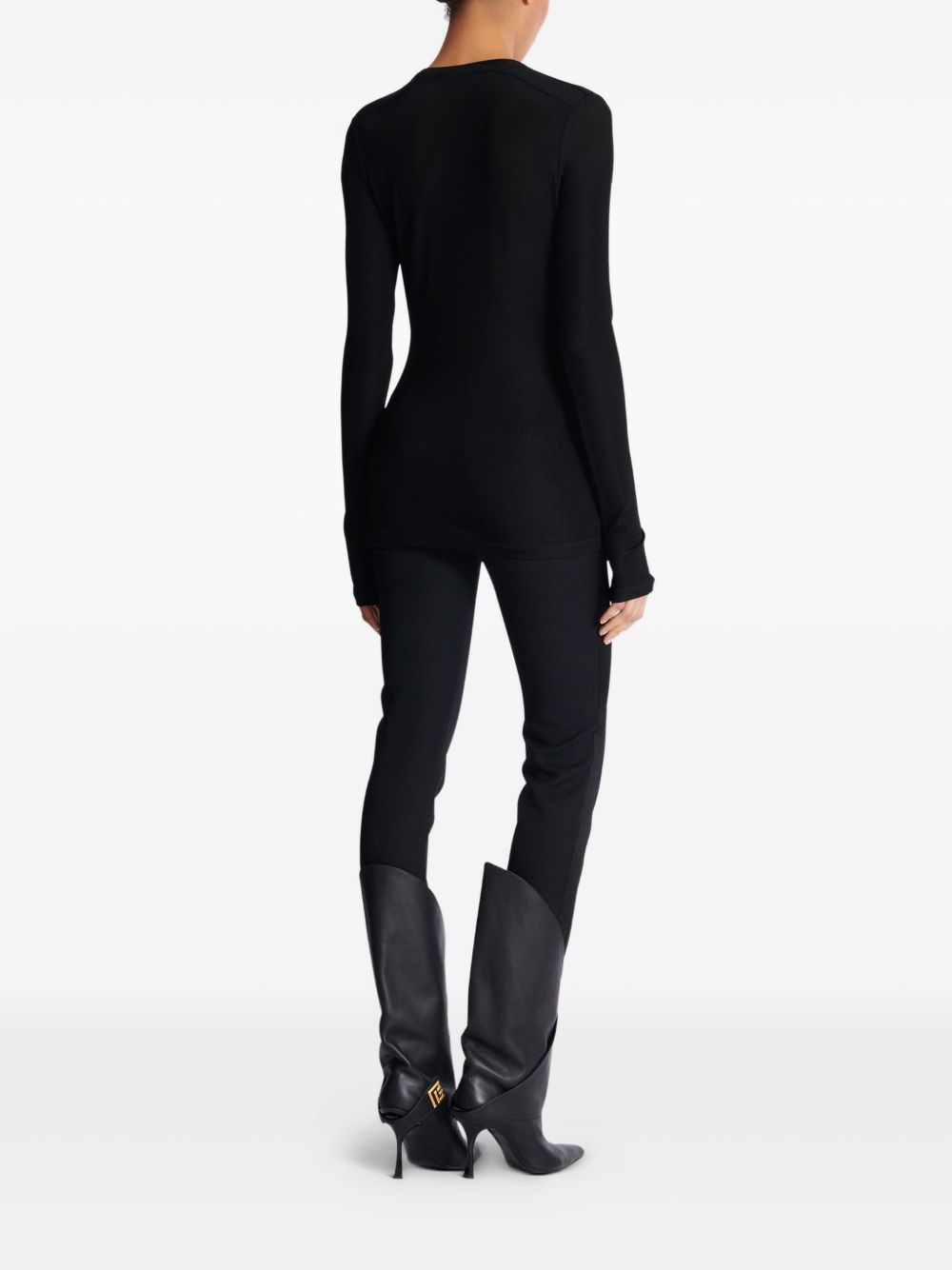BALMAIN Long-Sleeved Lace-Up Top - Size S