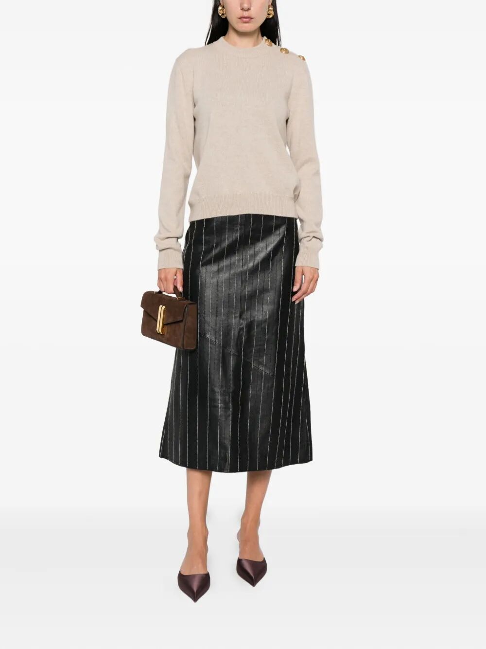 BALMAIN Cashmere Blend Buttoned Sweater