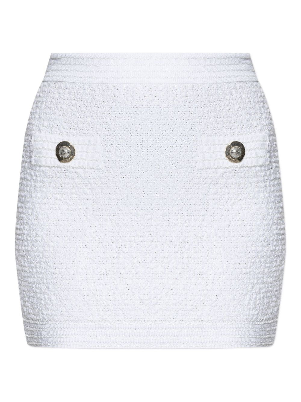BALMAIN High Waist Decorative Button Mini Skirt
