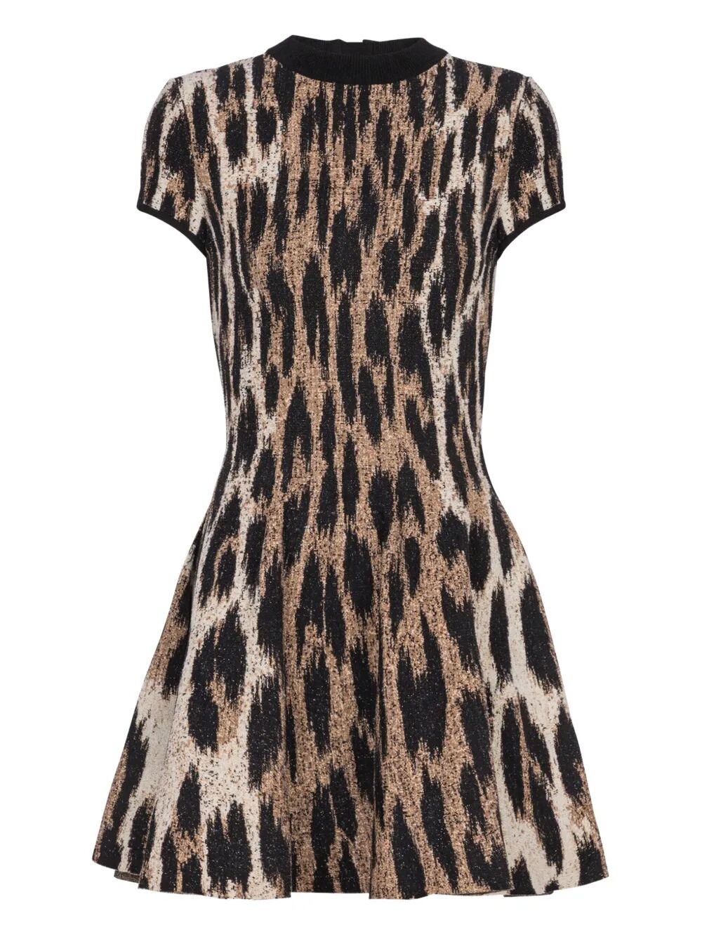 BALMAIN A-Line Leopard Print Jacquard Dress