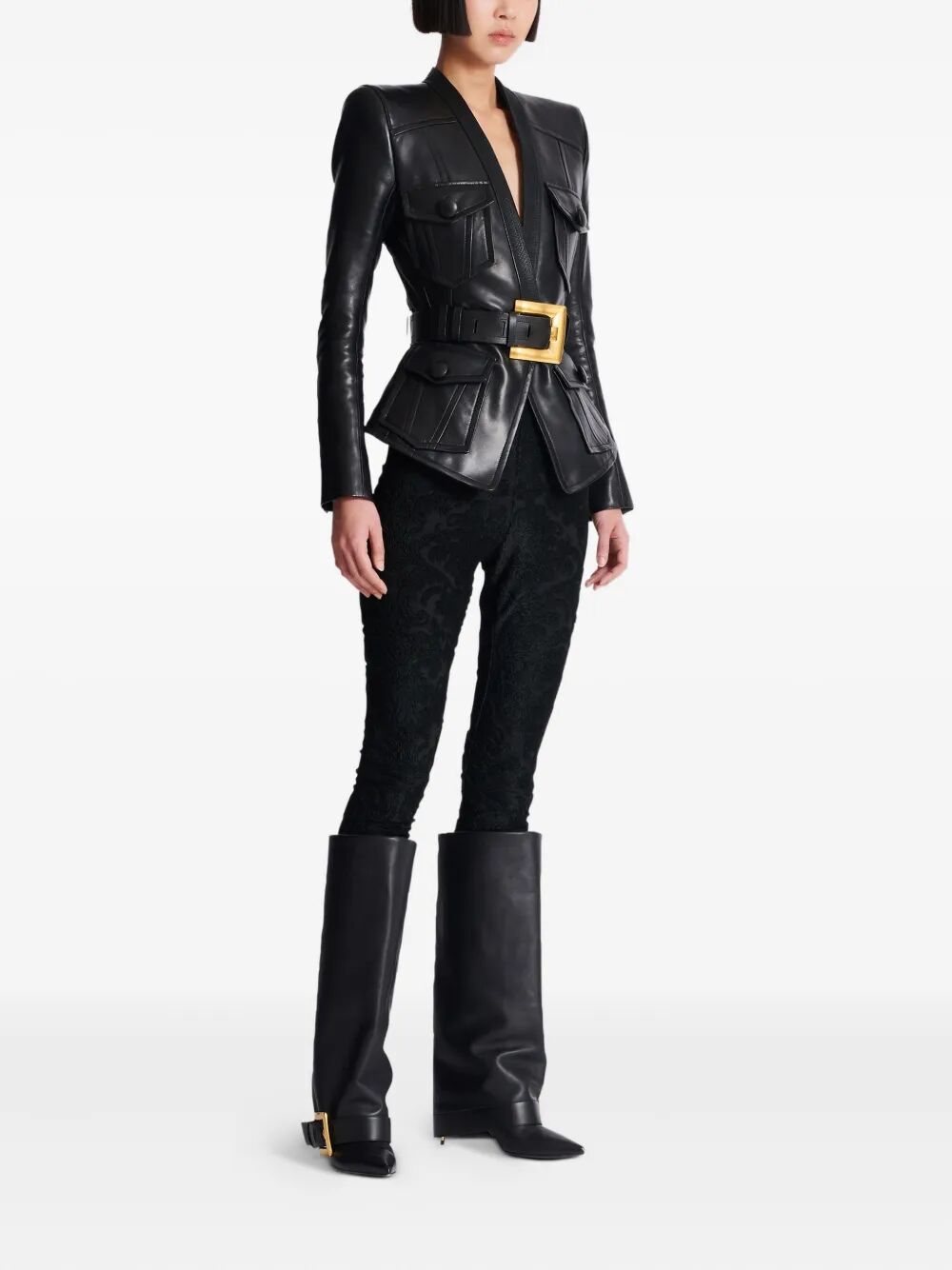 BALMAIN Belted Leather Jacket