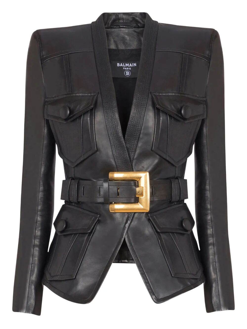 BALMAIN Belted Leather Jacket