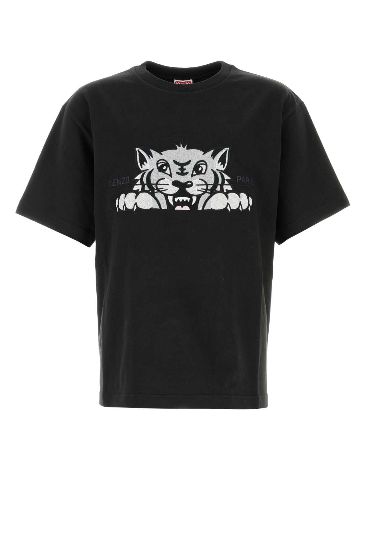KENZO Oversized Cotton T-Shirt with Happy Tiger Embroidery