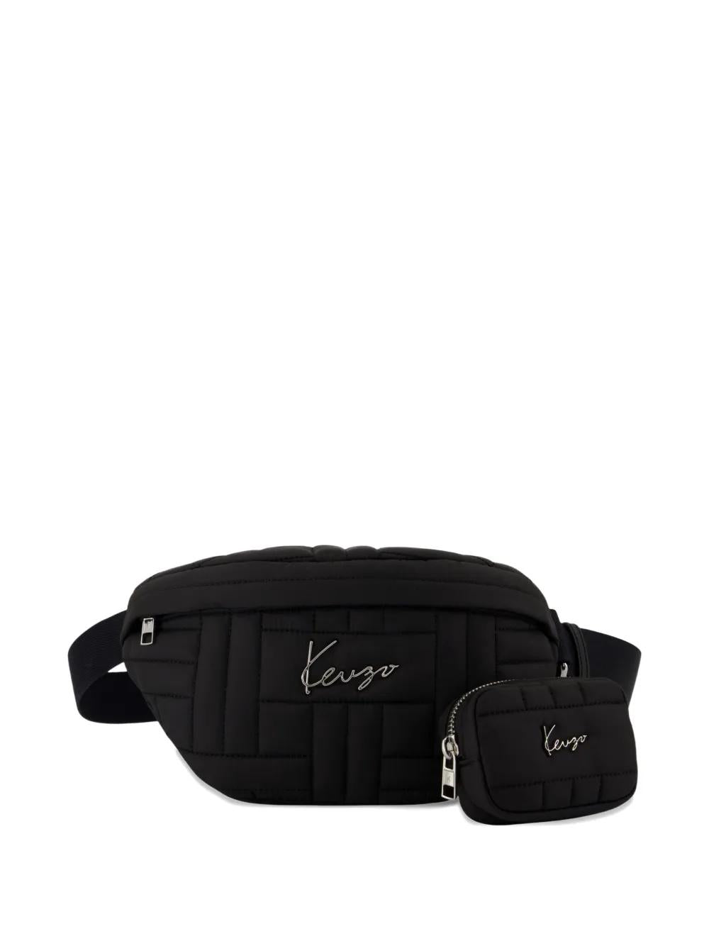 KENZO Quilted Logo Belt Handbag with Detachable Pouch