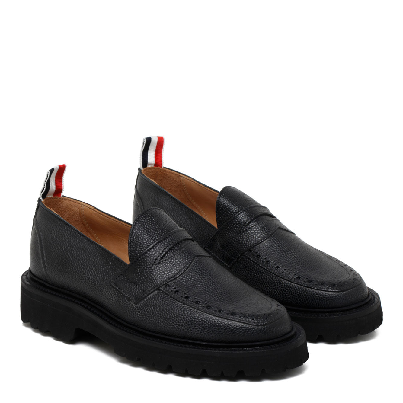 THOM BROWNE 100% Leather Flat Shoes for Women