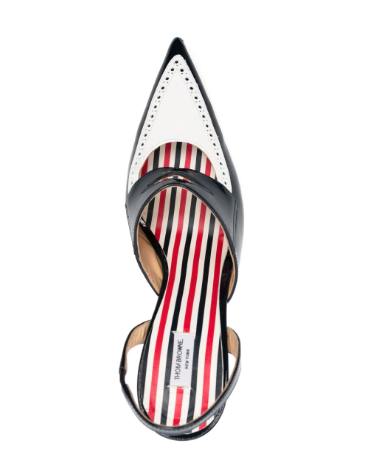 THOM BROWNE Curved-Heel Leather Pumps with Perforated Detailing - 120mm