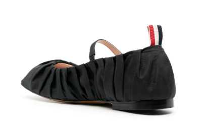 THOM BROWNE Elegant Women's Leather Ballerinas with Wrap Design