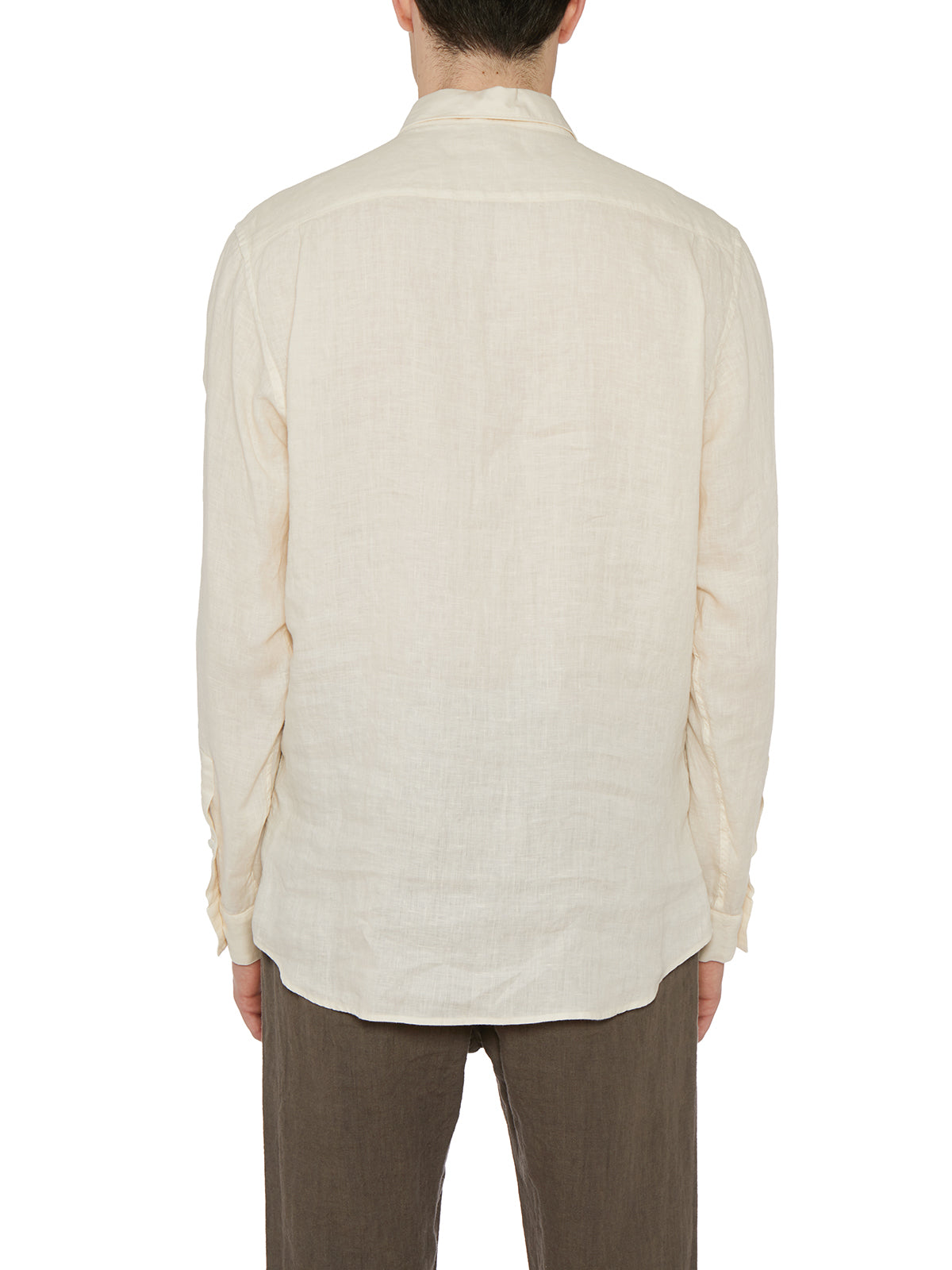 PAOLO PECORA Men's Linen Shirt with Front Button Closure - Size 48