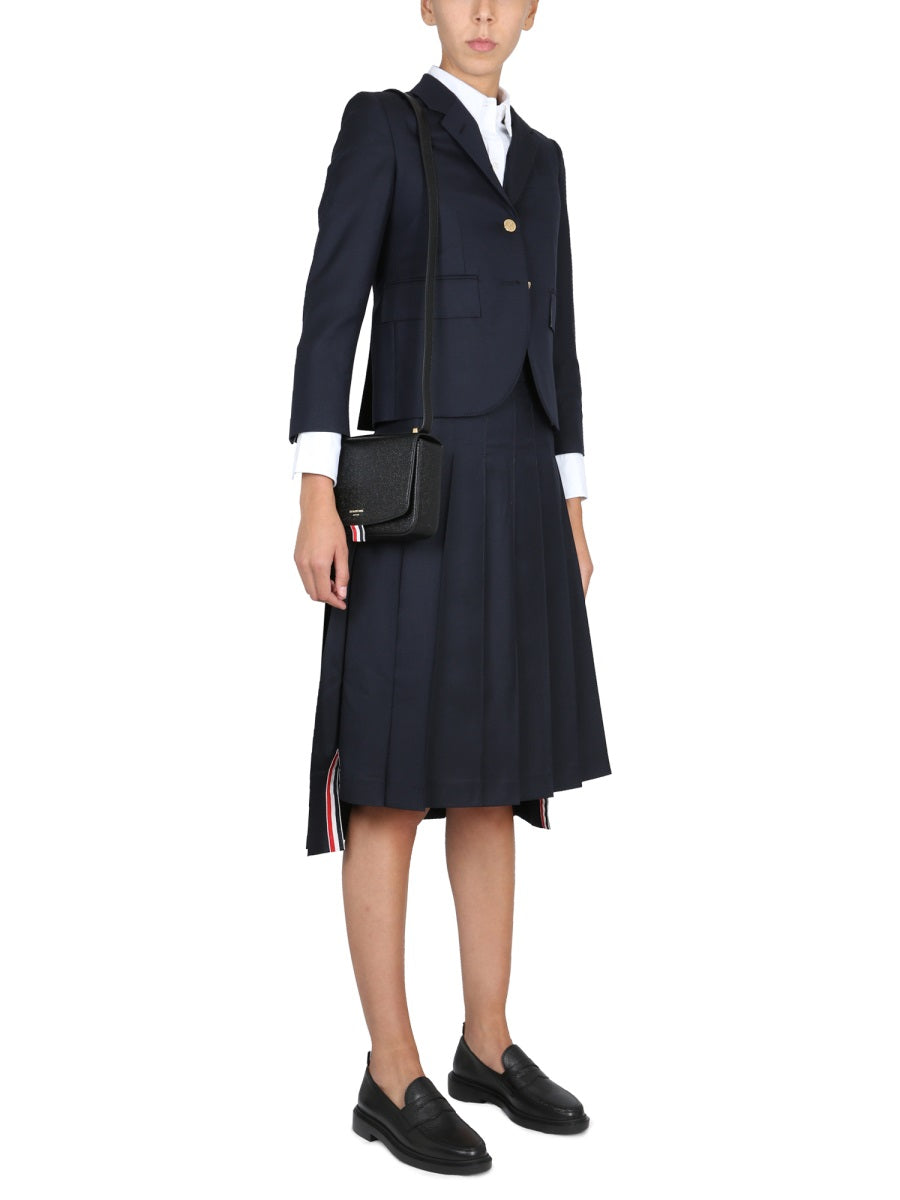 THOM BROWNE Plissee Mini Skirt with Side Button Closure