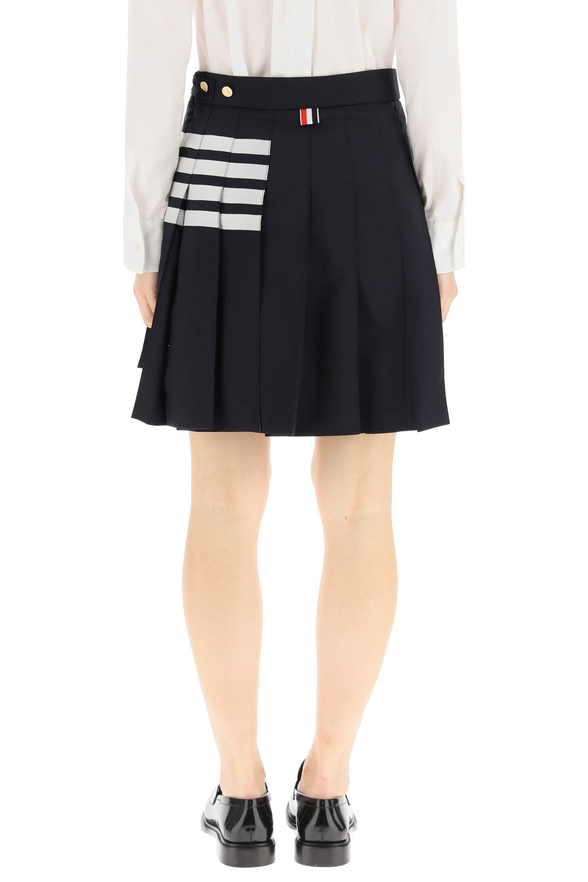 THOM BROWNE Wool Mini Skirt with Dropped Back Hem
