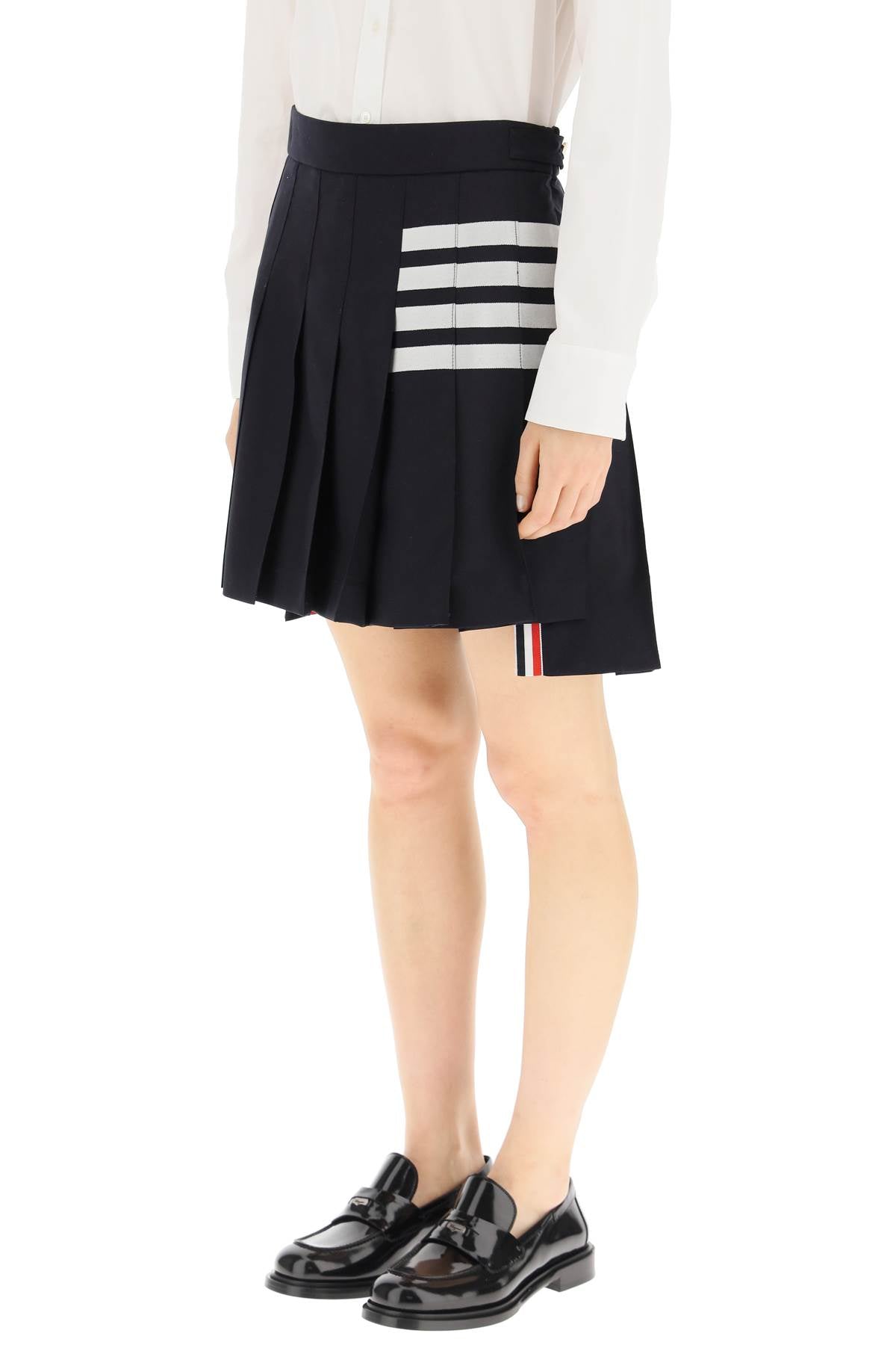 THOM BROWNE Wool Mini Skirt with Dropped Back Hem