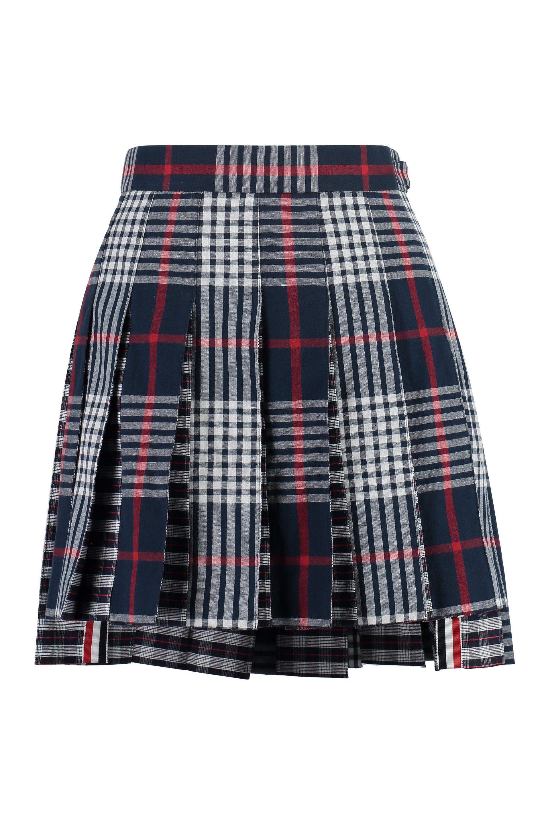 THOM BROWNE Pleated Mini Skirt with Tricolor Detail