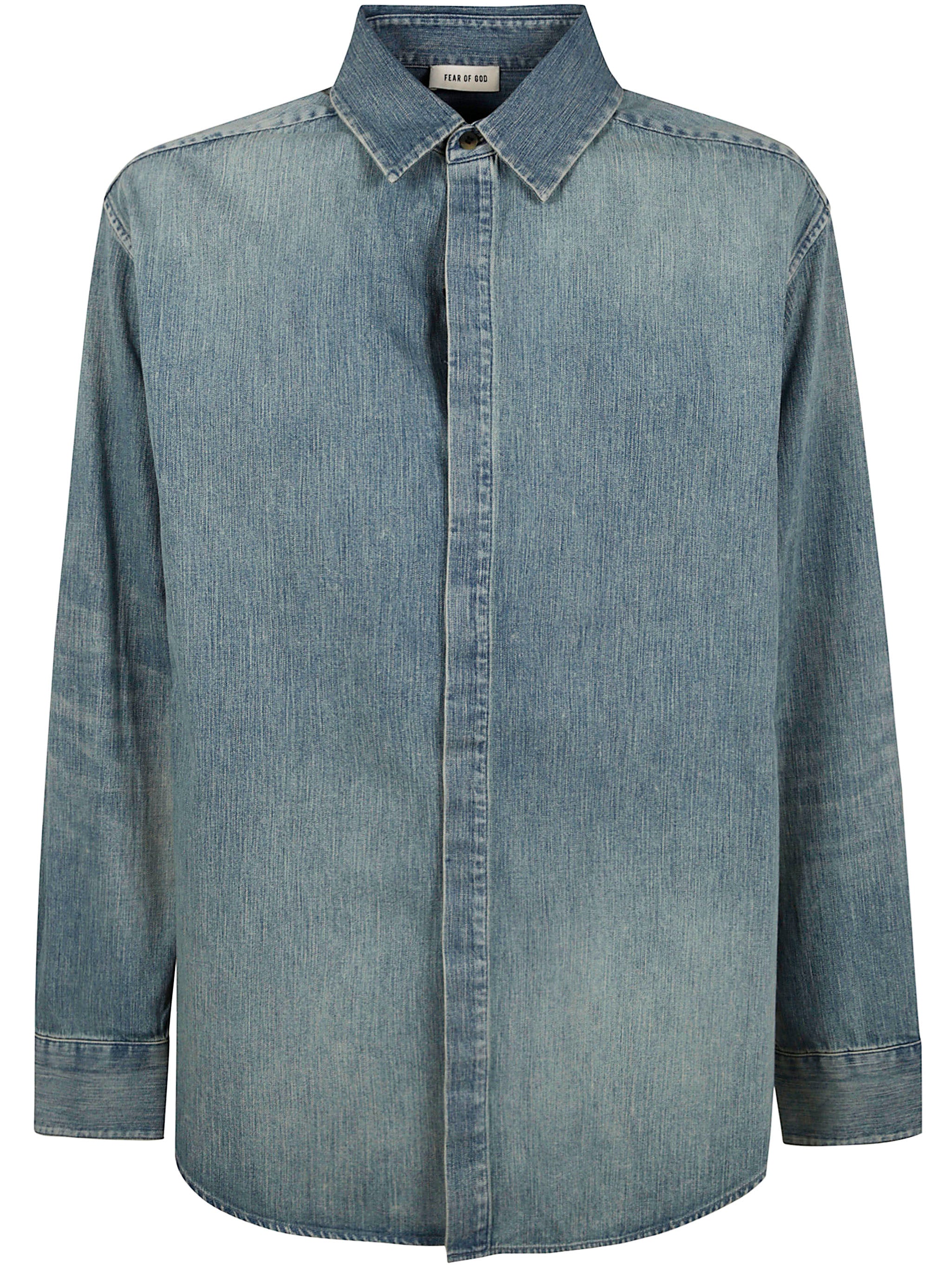 FEAR OF GOD Essential Denim Button Up Shirt - Medium