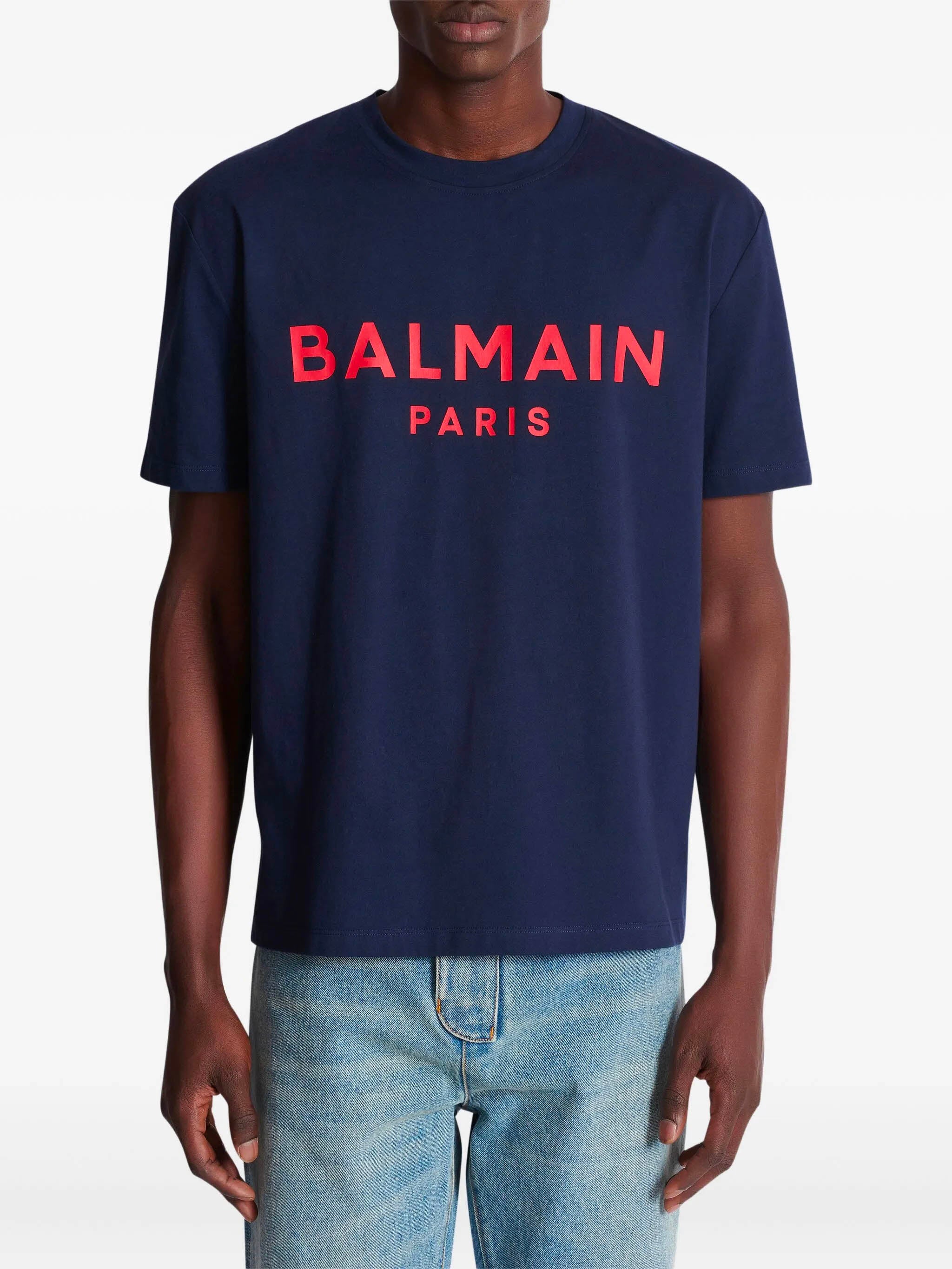 BALMAIN Men's Regular Fit T-Shirt with Paris Logo - Size M